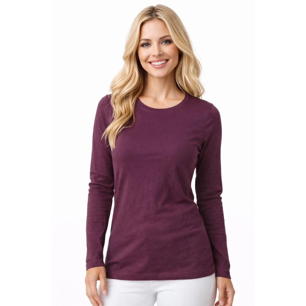 Women’s Amazon Essentials Classic Long Sleeve Shirt – Burgundy – Size M – NWT